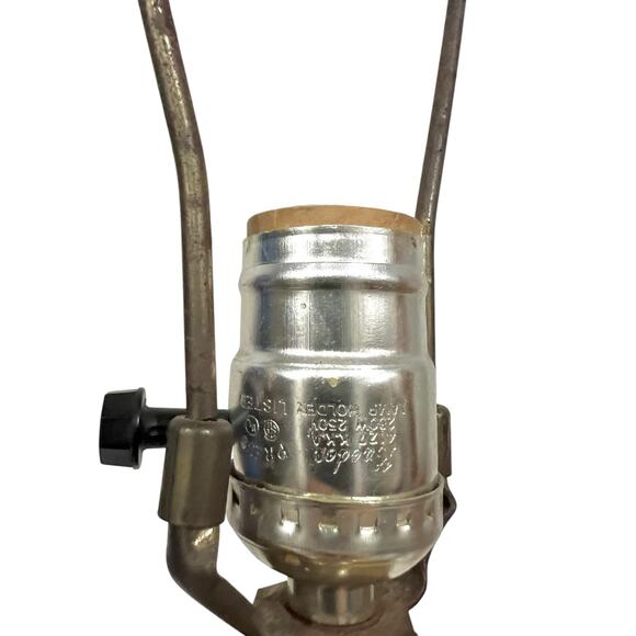 Vintage Gold Brass and Dark Green Table Lamp Neoclassical Column Cylindrical 30” - Picture 8 of 14